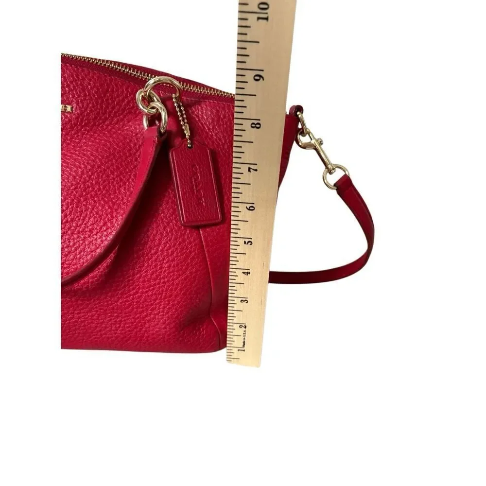 Coach Madison Prairie Red Pebbled Leather Satchel Bag Purse - Picture 6 of 14